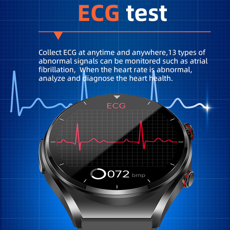 Blodsockermätning med ett klick|Blodsocker, blodtryck, EKG|EKG HRV Pulsövervakning Smart Hälsoklocka