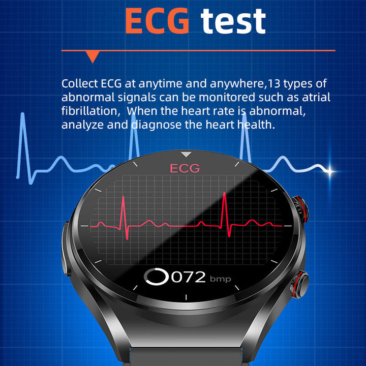 Blodsockermätning med ett klick|Blodsocker, blodtryck, EKG|EKG HRV Pulsövervakning Smart Hälsoklocka