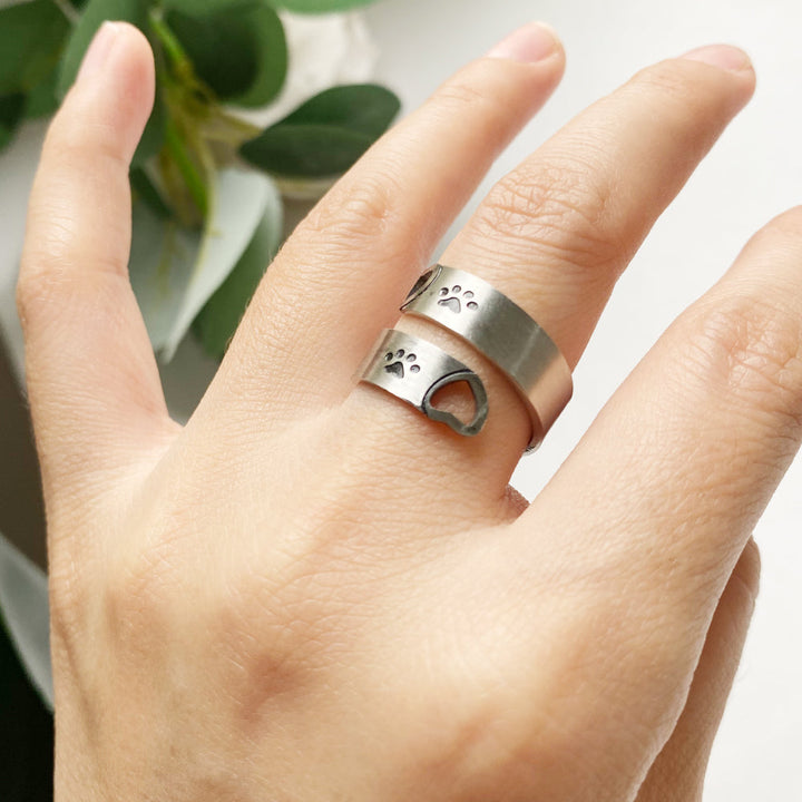 Justerbar Tass & Hjärta Vridbar ring – Rostfritt stål