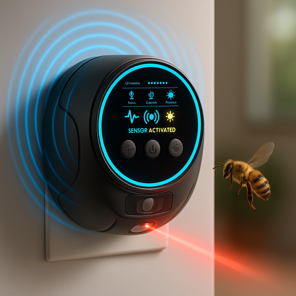 PulseGuard Ultraljudsenhet för att Skrämma Bort Bin och Getingar, 360-graders Täckning