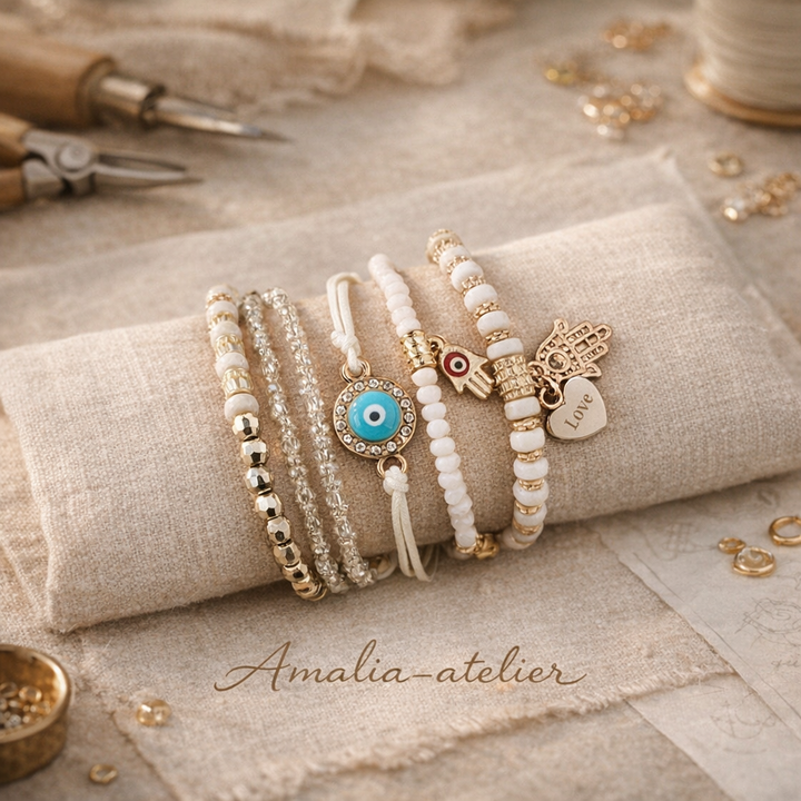 Safira Hamsa Armbandsset – Symbolisk elegans