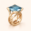 Elegant ring i roséguld med blå zirkonia