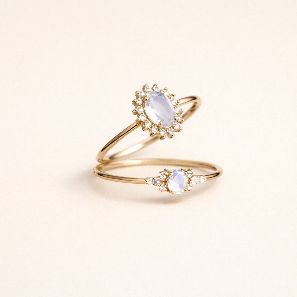 Guldring med opal och diamant
