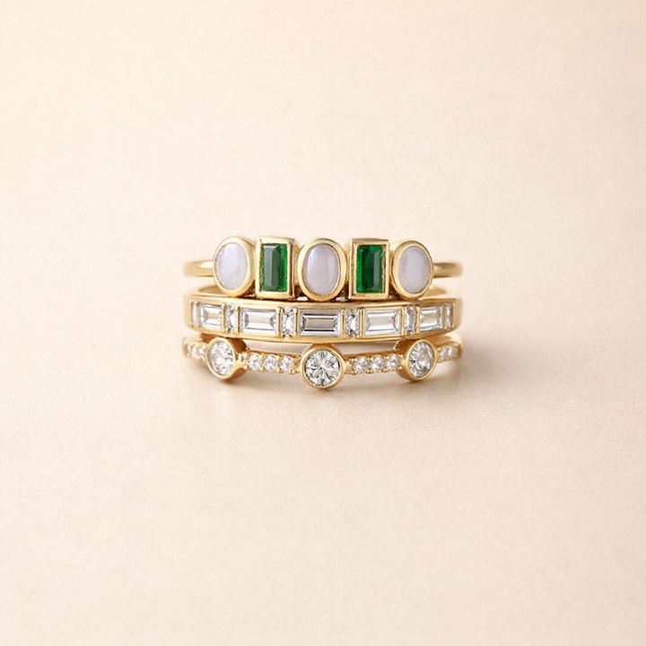 Exklusiv vintagering med opal