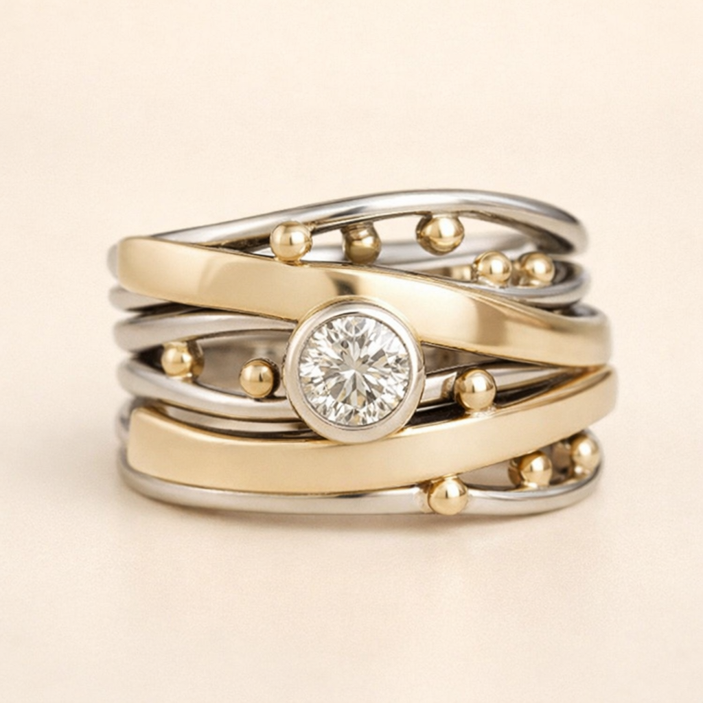 Royal - Vintage guldring med zirkonia