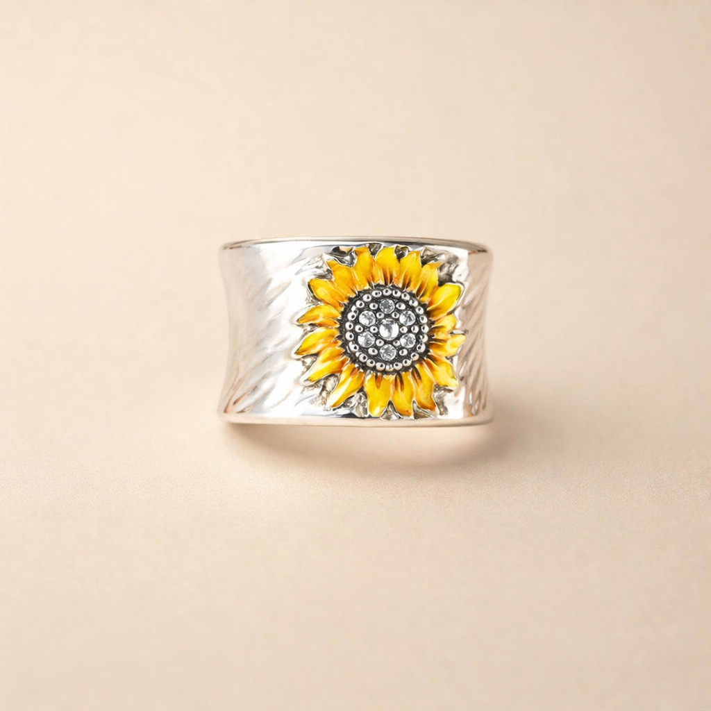 Solrosring i silver