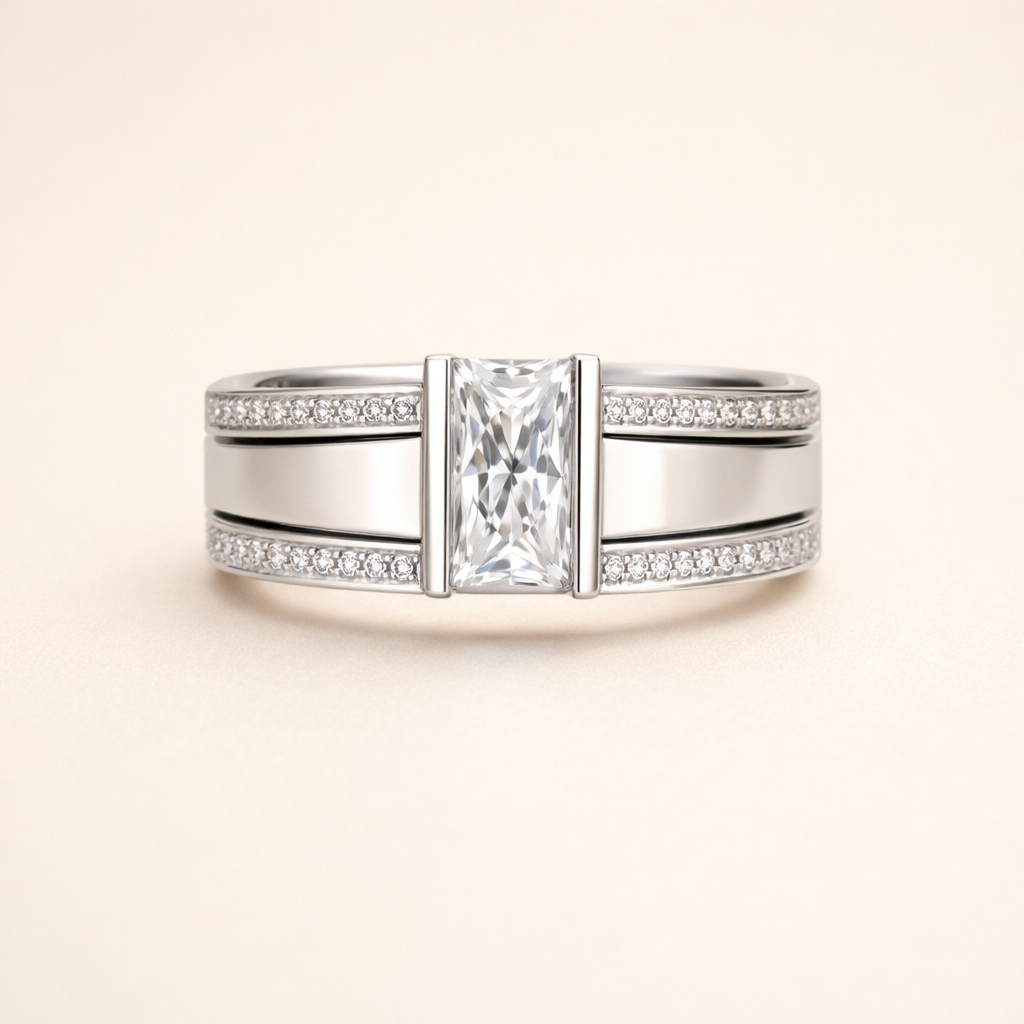 Vintage silverring med kristall