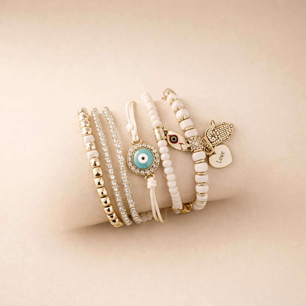 Safira Hamsa Armbandsset – Symbolisk elegans