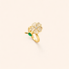 Elegant guldring med roterande blommotiv