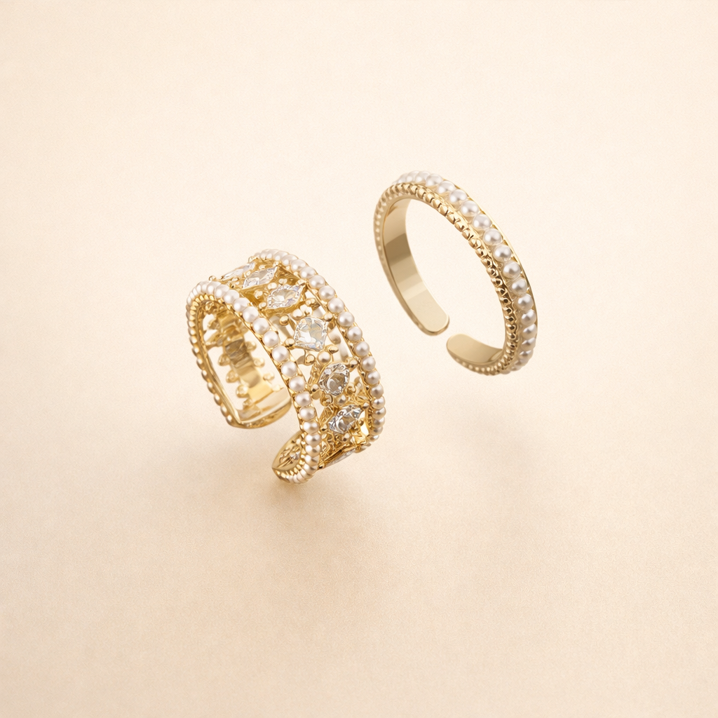 Elegant ringset i guld med förfinade detaljer