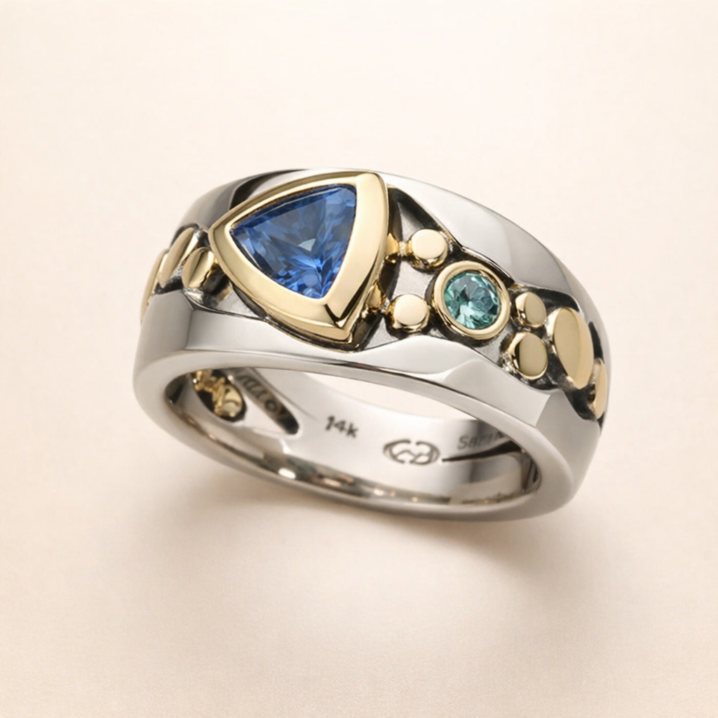 Elegant ring i vitguld med antik isten
