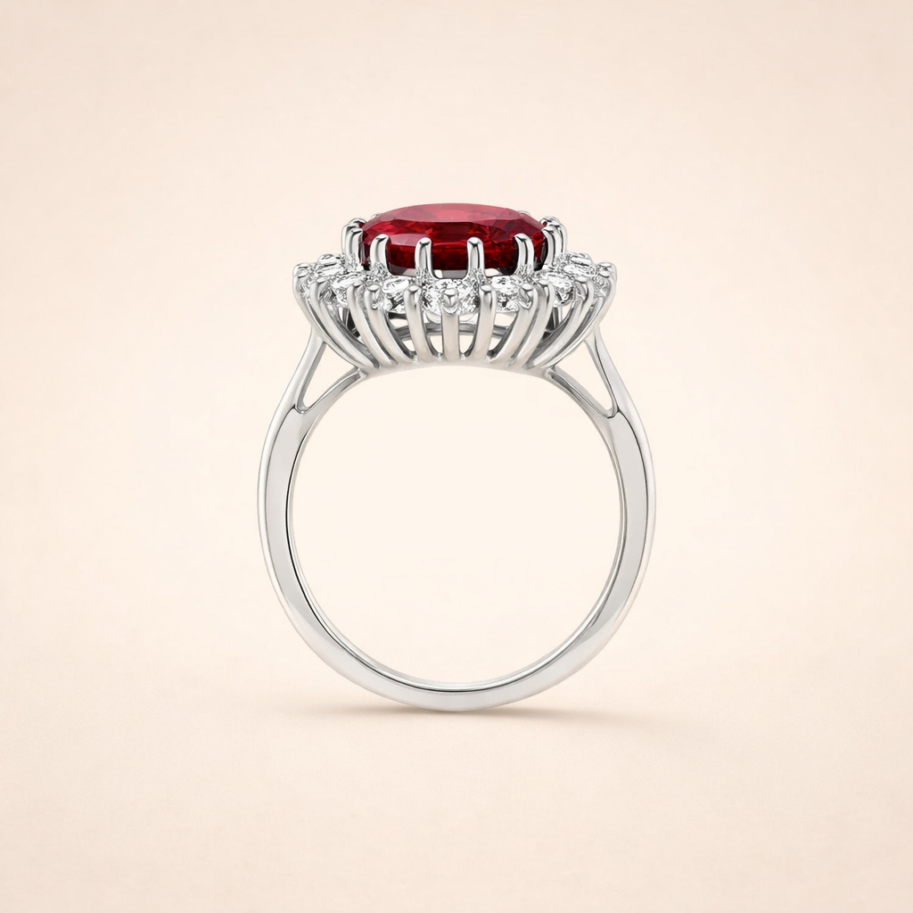 Elegant ring i vitguld med rubinaccent