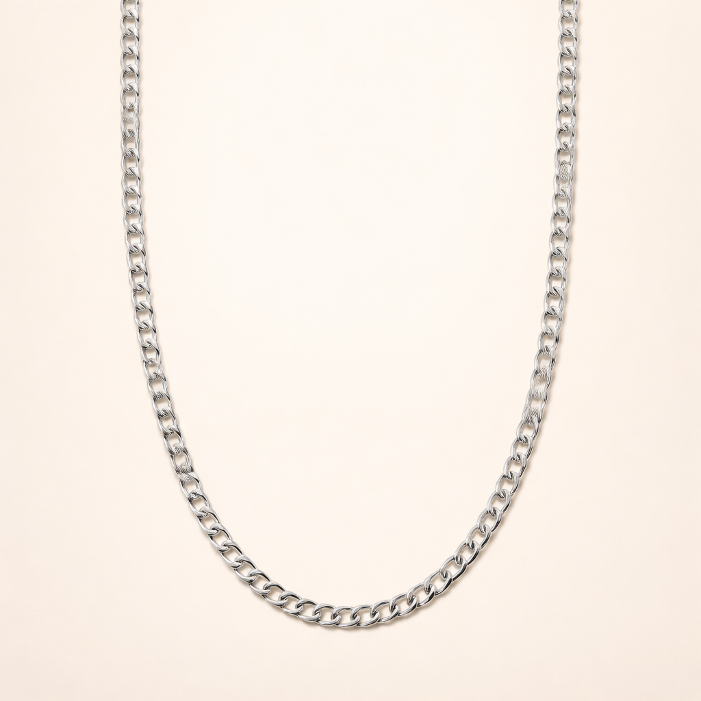 Elegant halsband i vitguld med platt länk