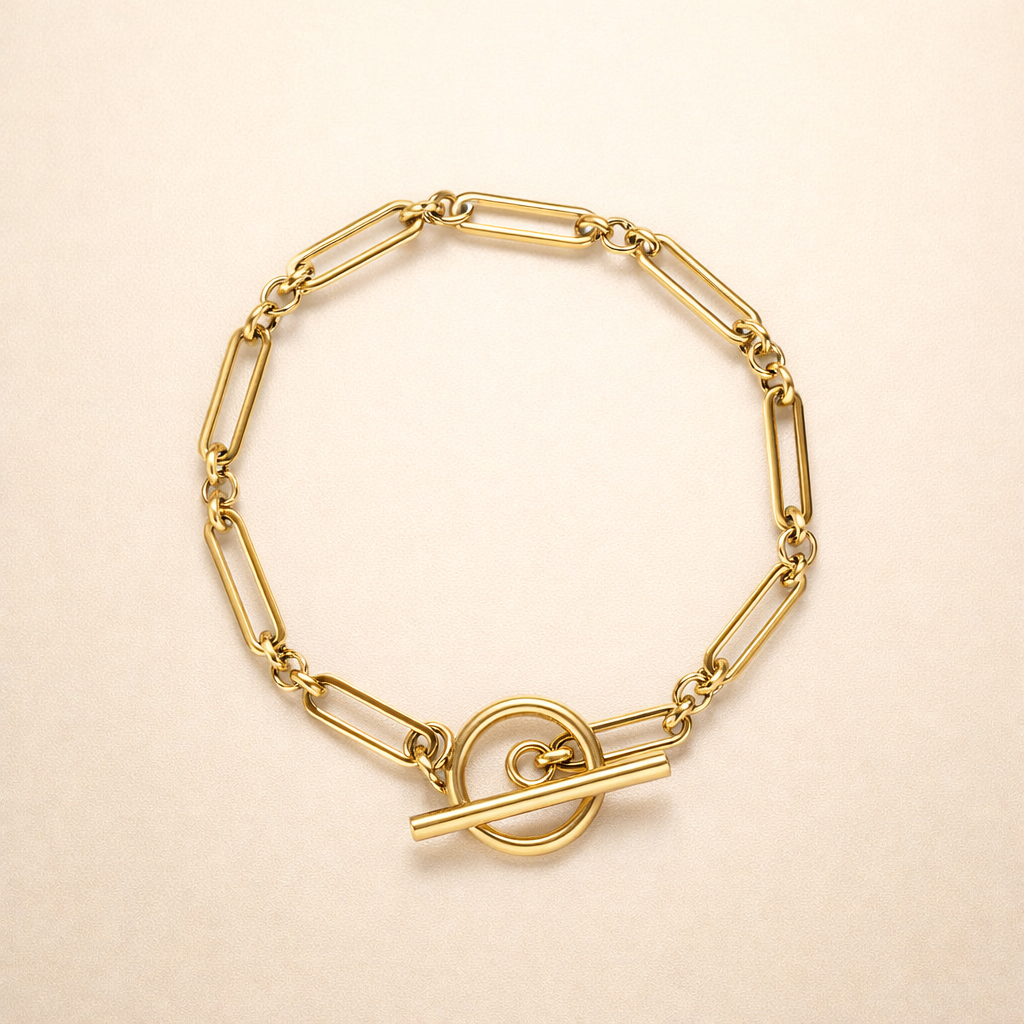 Elegant T-Bar-armband i vitguld
