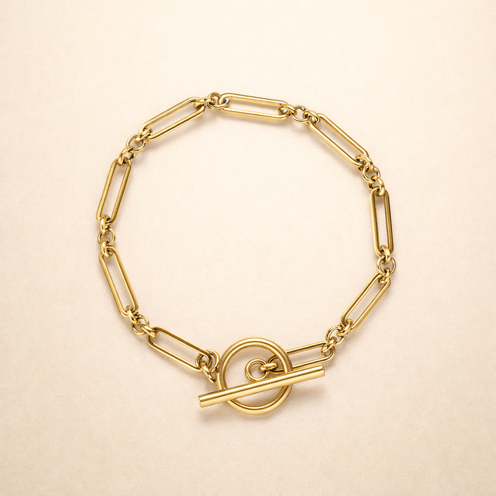 Elegant T-Bar-armband i vitguld