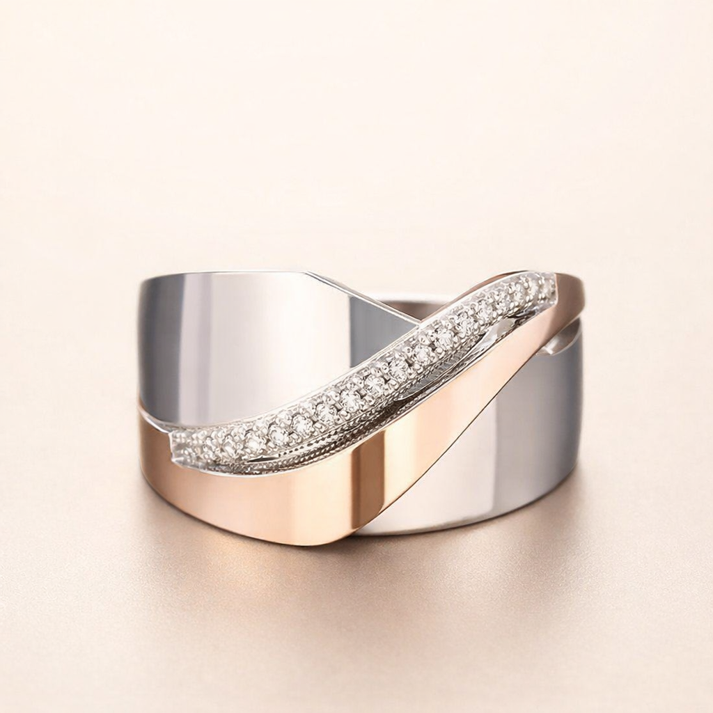 Elegant ring i roséguld med gnistrande zirkonia