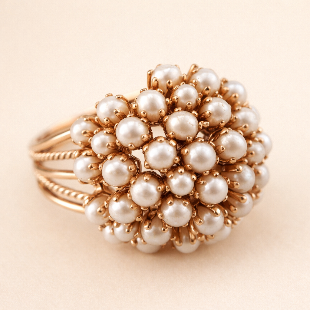 Elegant ring med infattade pärlor