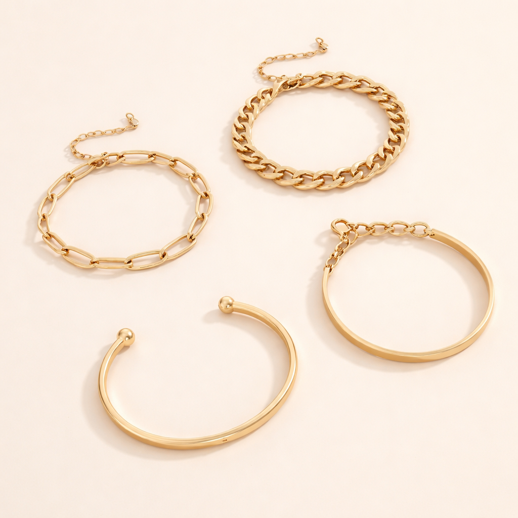 Elegant armbandsset i guld med förfinade detaljer