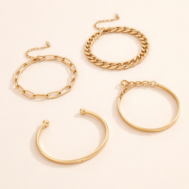 Elegant armbandsset i guld med förfinade detaljer