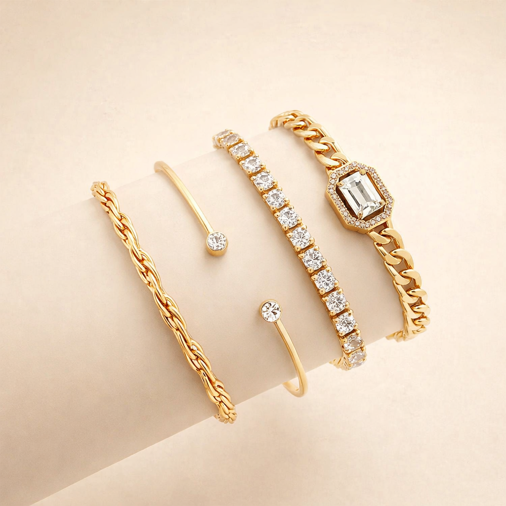 Elegant armbandsset i silver med diskret månform