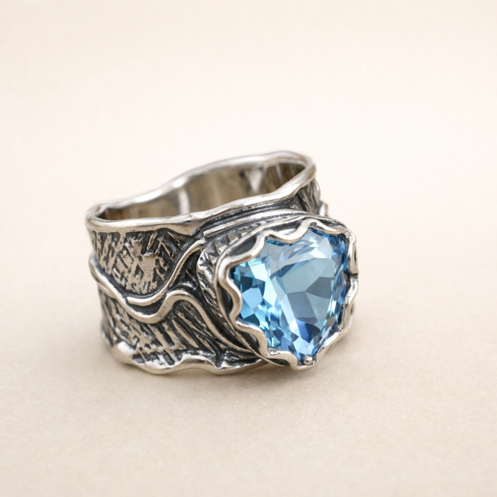 Elegant ring med safir i roséguld