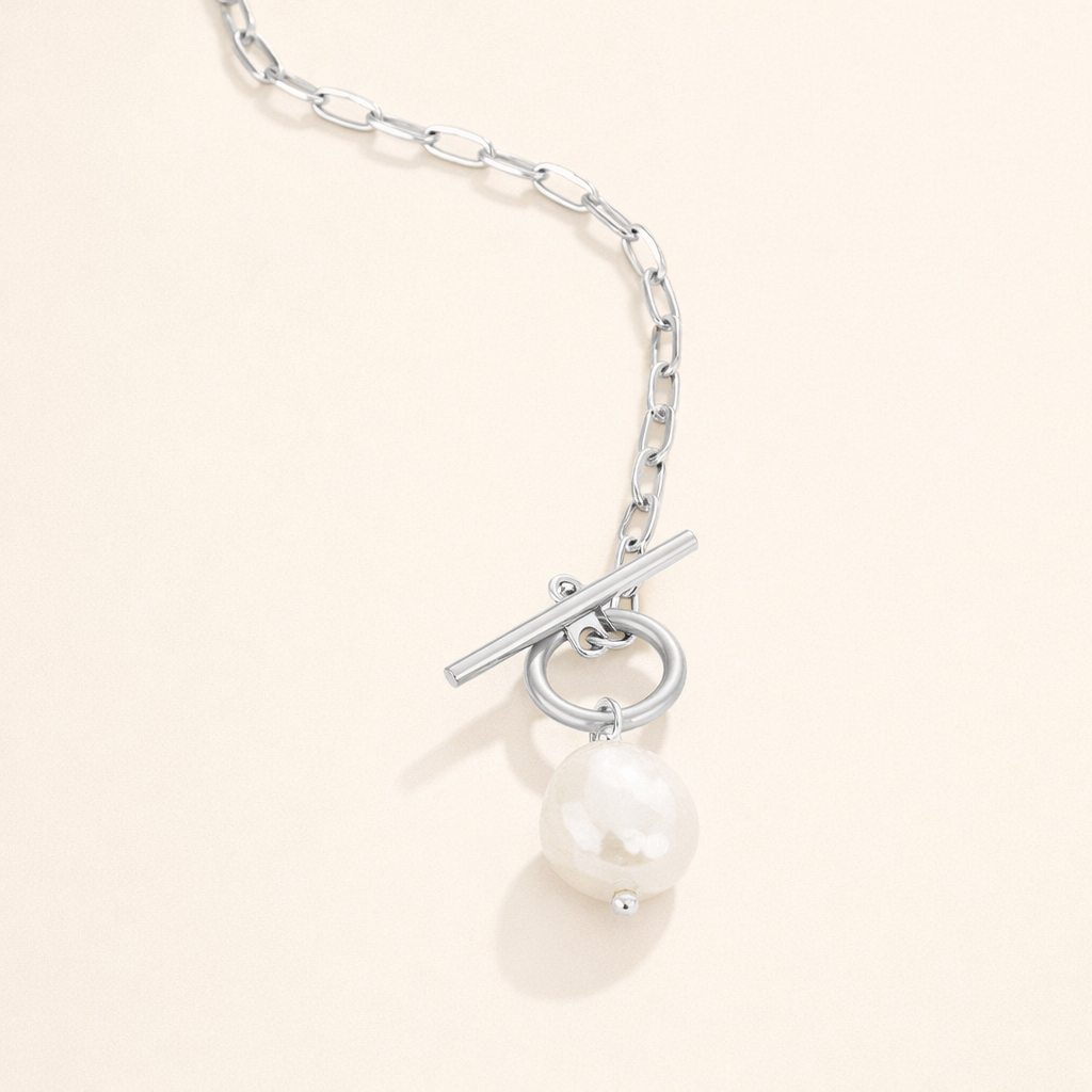 Elegant silverhalsband med sötvattenspärla