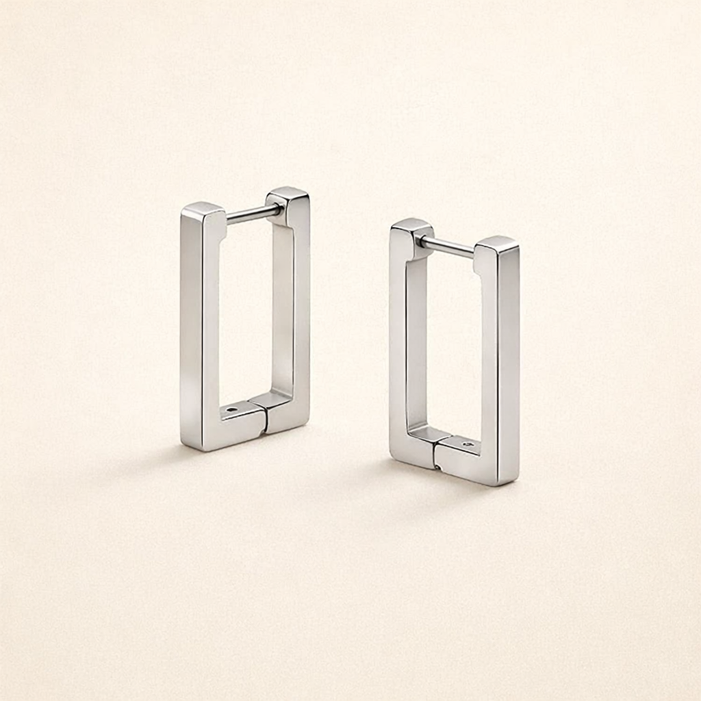 Eleganta rektangulära silverörhängen