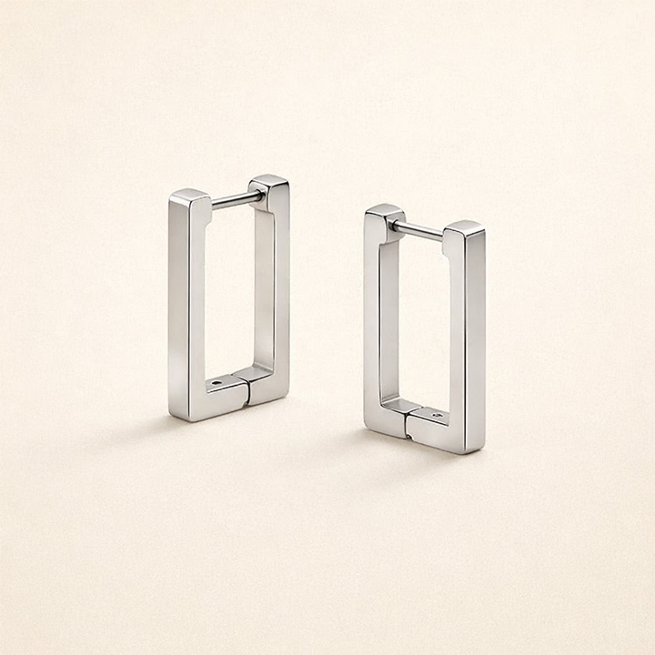 Eleganta rektangulära silverörhängen