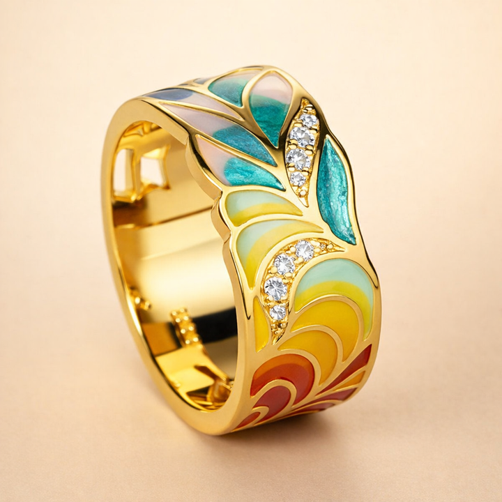 Elegant blomring i vintageguld