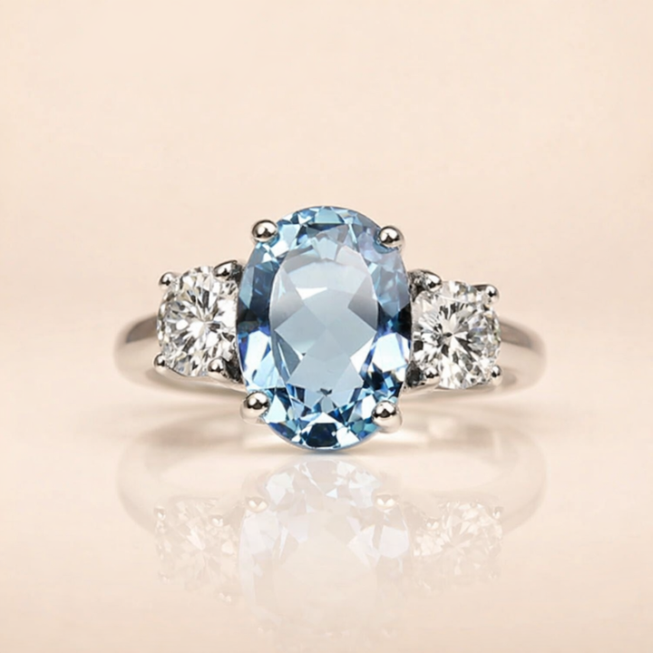 Elegant ring med blå zirkonia i äkta silver