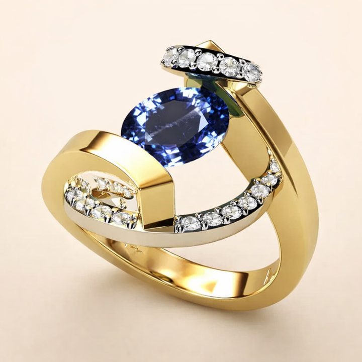 Elegant silverring med blå zirkonia