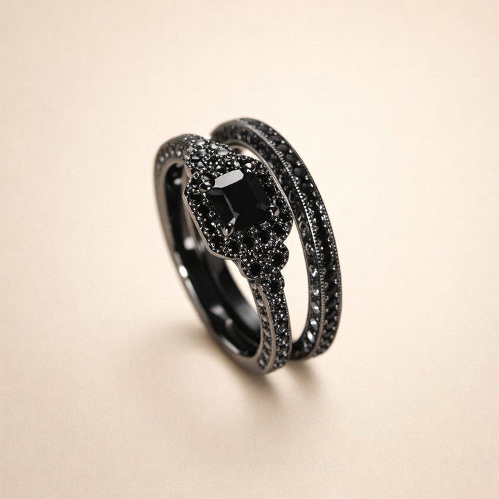 Elegant ring med svart zirkonia