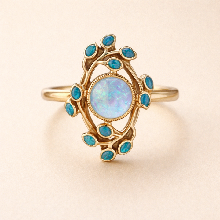 Elegant ring med blå zirkonia och vintageutstrålning