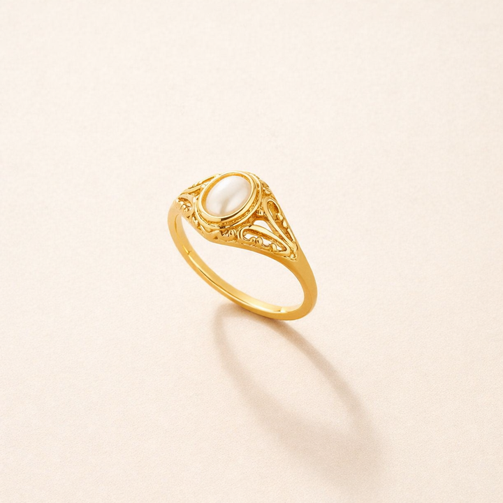 Elegant pärlring i vintagestil