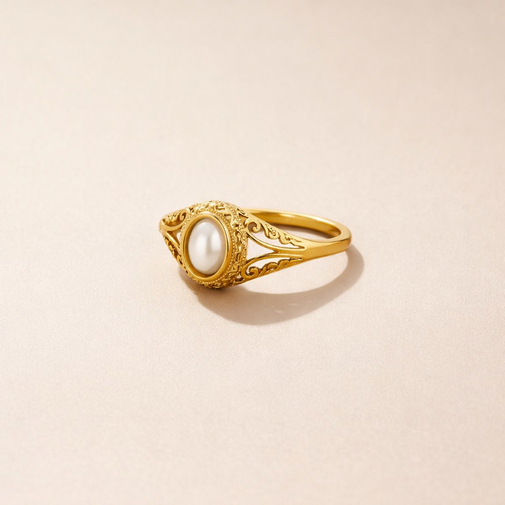 Elegant pärlring i vintagestil