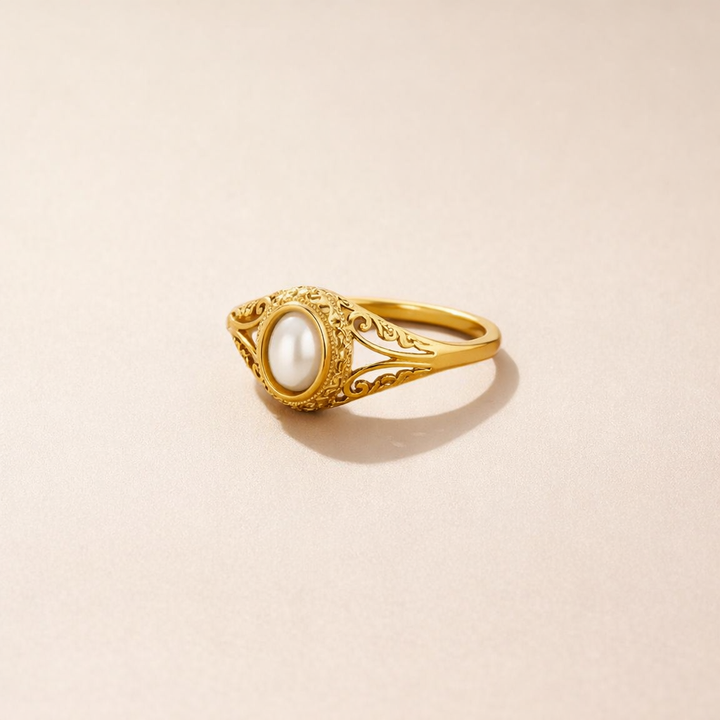 Elegant pärlring i vintagestil