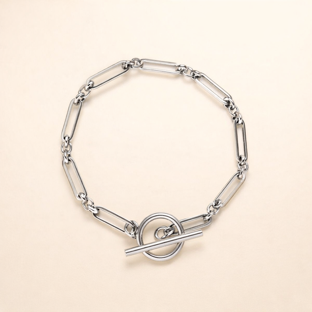 Elegant T-Bar-armband i vitguld