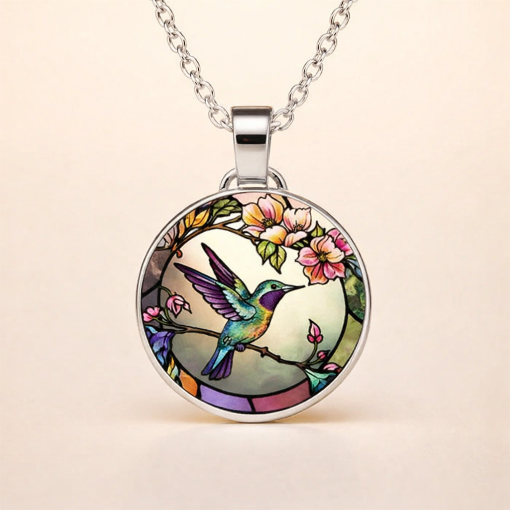 Kolibri Glaskupol Hänge Halsband
