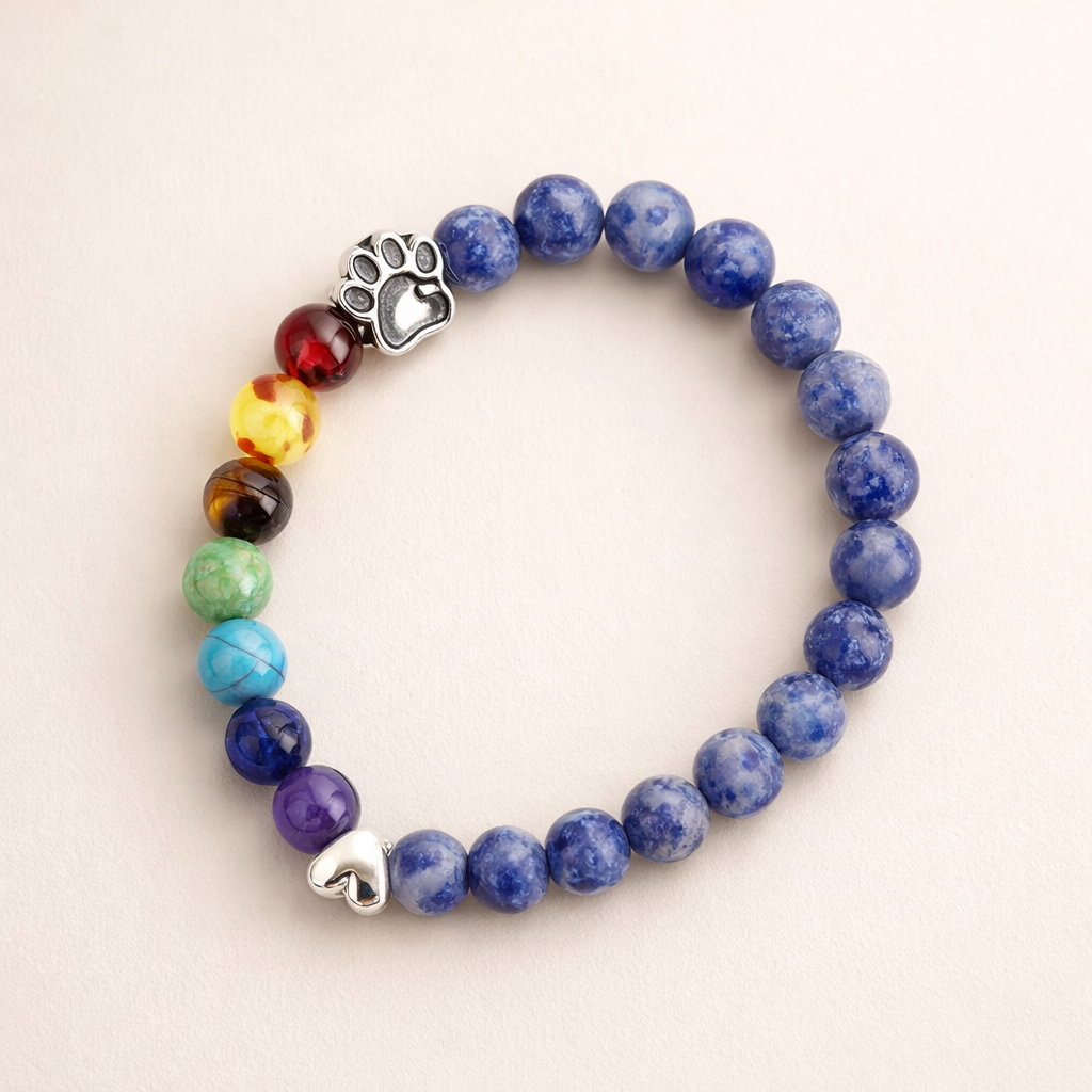 Rainbow Bridge Minnesarmband – 7 Chakra-pärlor, present vid förlust av husdjur