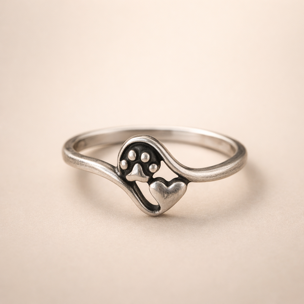 Vintage Tass och Hjärta Ring i sterlingsilver