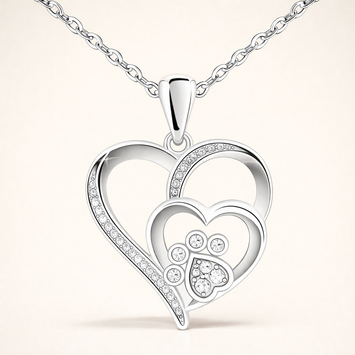 Tass & Hjärta Halsband i sterlingsilver med zirkonia