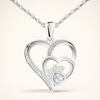 Tass & Hjärta Halsband i sterlingsilver med zirkonia