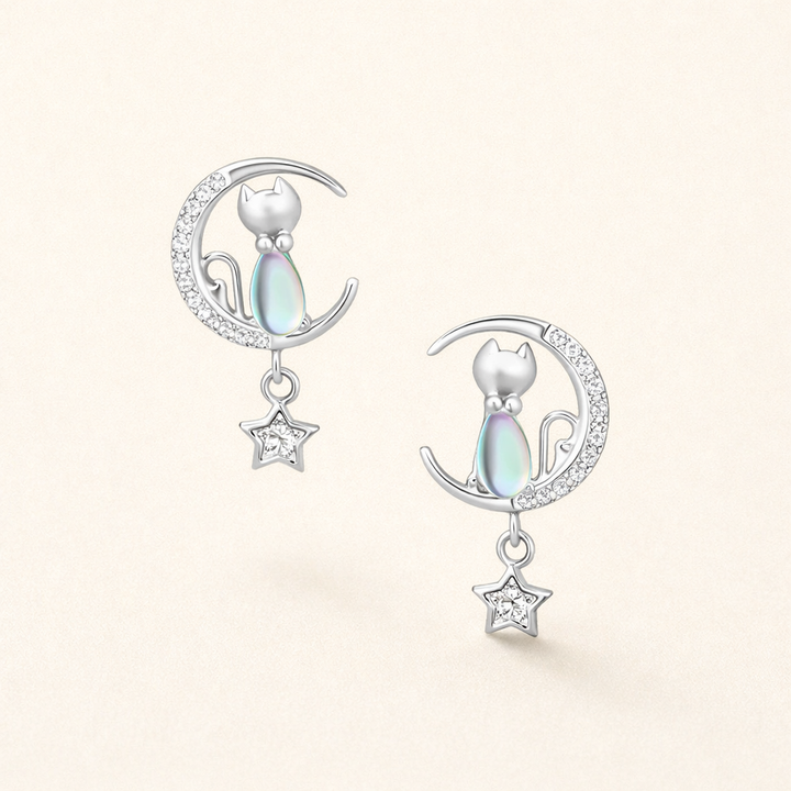 Måne & Stjärna Kattörhängen i sterlingsilver Med zirkonia