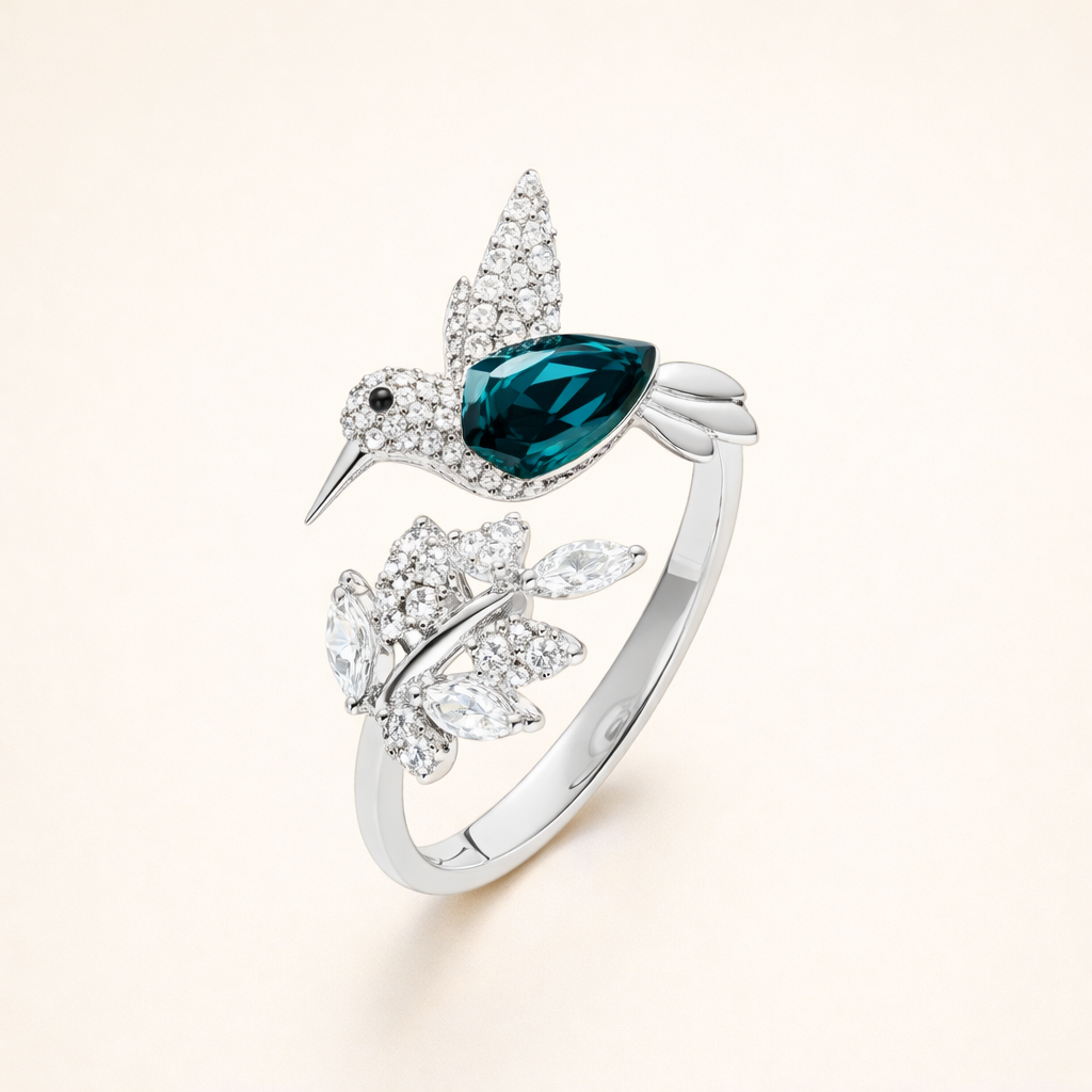 Justerbar Kolibri Sparkle Ring med strassdiamant