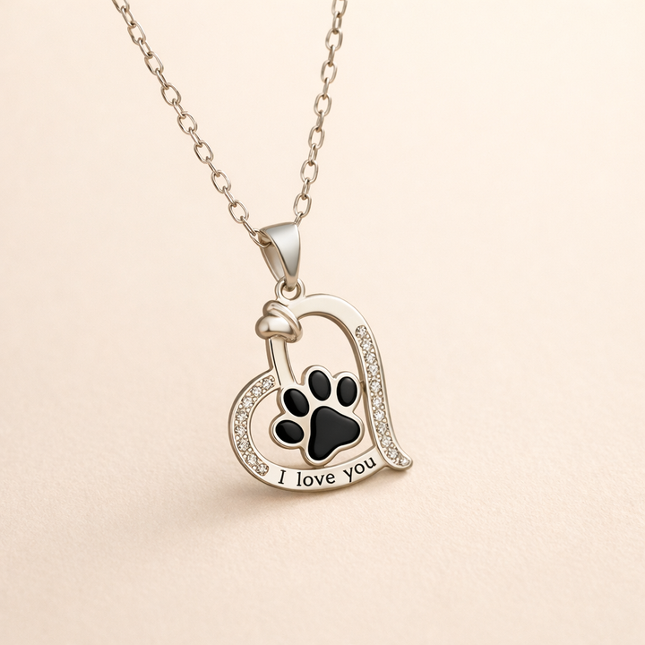 Hjärtformat Hundtassavtryck Halsband med zirkonia