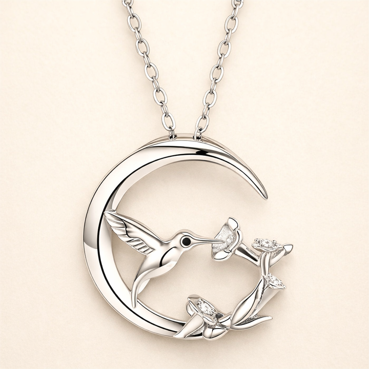 Måne Fågel Vintage Halsband med silverhänge