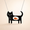 Lekfull Katt & Fisk Akryl Hänge Halsband