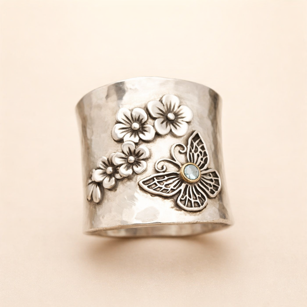 Bi Blomma Fjäril Bred Ring