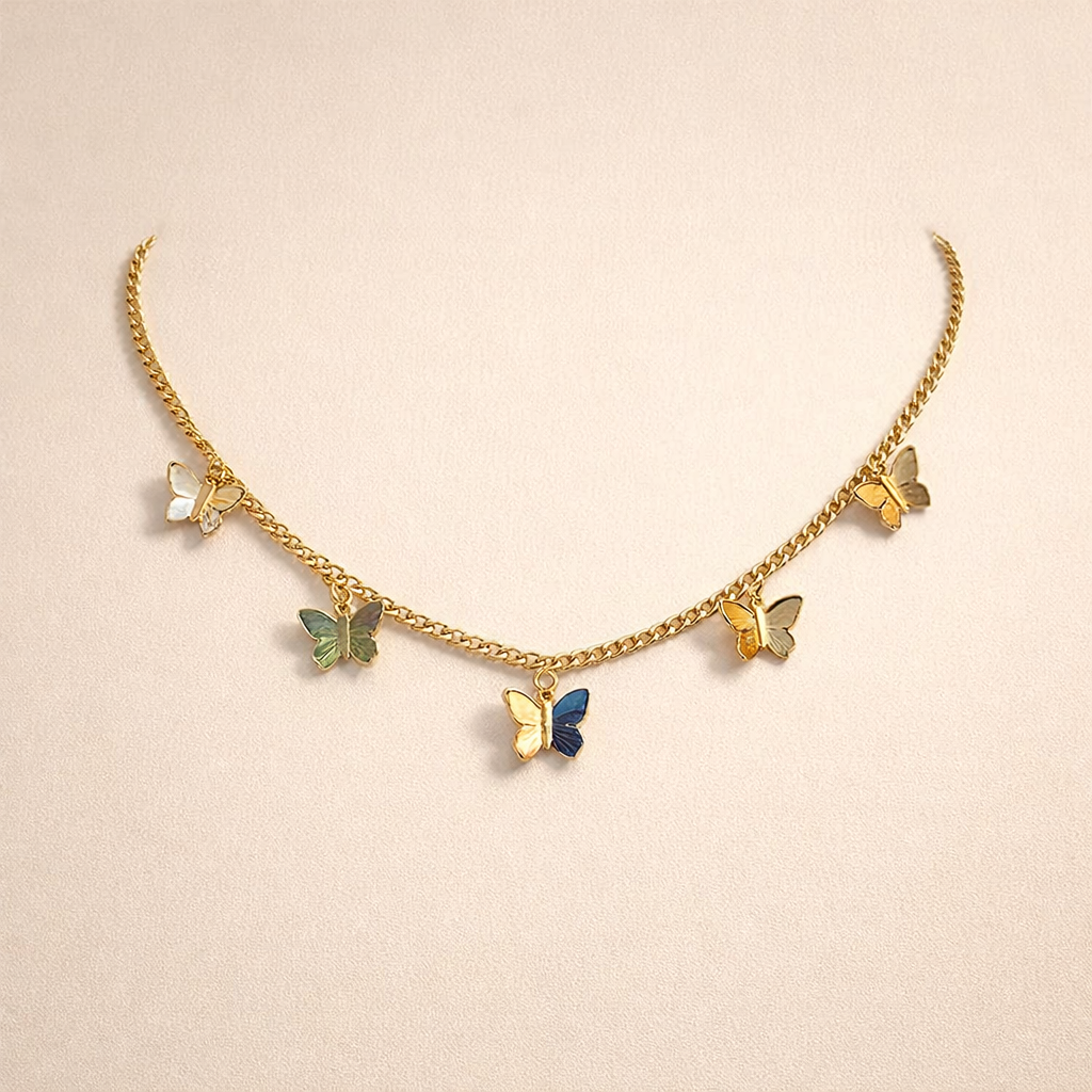 Fjäril Blomning Förvandling Halsband