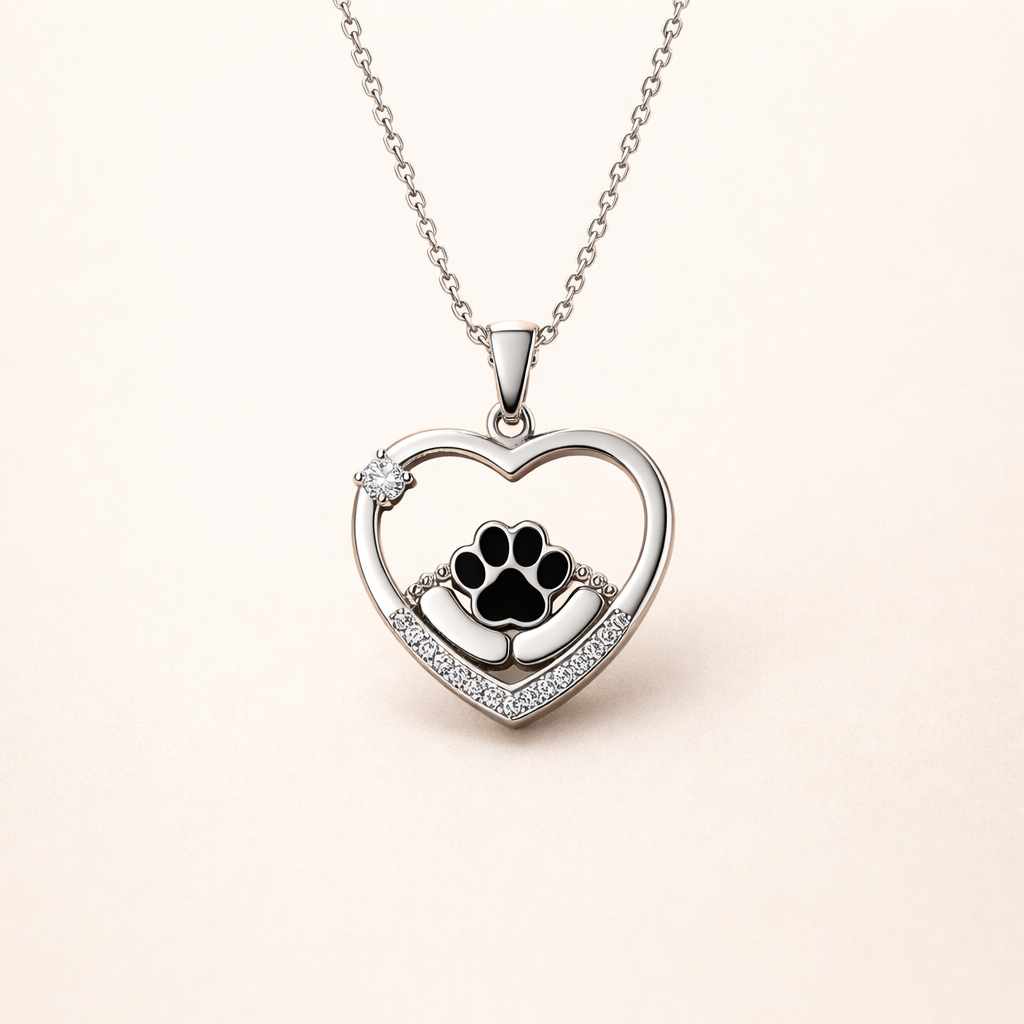 Little Feet Hundtassavtryck Halsband och zirkonia